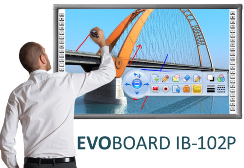 Tabla interactiva EVOBOARD IB-102P, 16:9, tehnologie tactila IR, 10 puncte de atingere